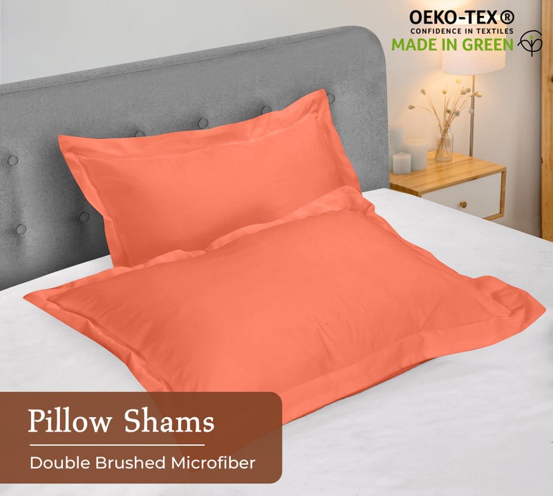 Royale Linens Pillow Shams 2 Pack Queen Size 20x30 Inch - Brushed 1800 Microfiber - Bed Pillow Shams  Wrinkle Resistant Super Soft and Cozy - Back Overlap Closure - Oxford Pillowcases (Queen  Coral) - Image 3